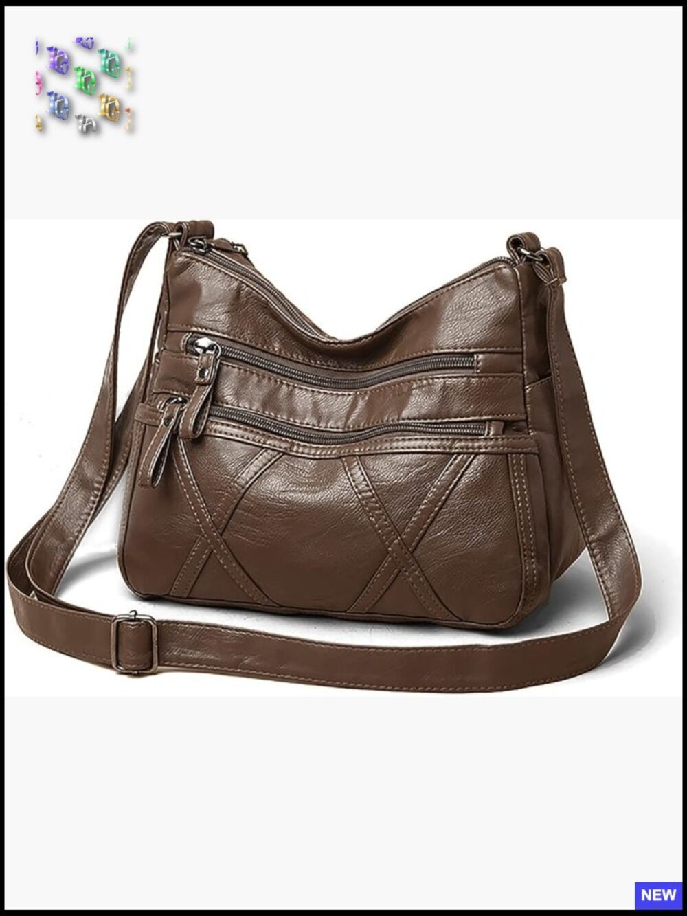 Small Vegan Leather Crossbody Bag Lightweight Shoulder Purse with Multiple